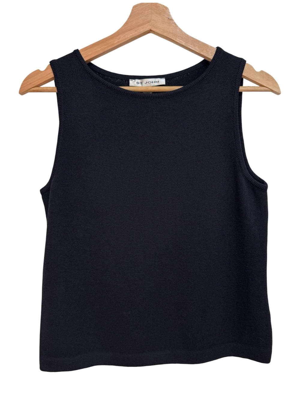 St John Santana Knit Shell Sleeveless Sweater Women’s Small Black Quiet Luxury
